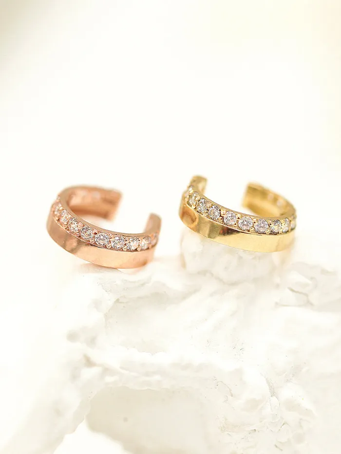 Earrings 14K Gold Bold Cubic Ear Cuff MinimalBijoux