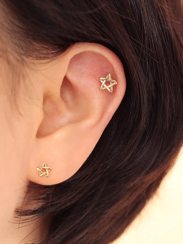 Earrings 14K gold Star Point cartilage earring 20g MinimalBijoux