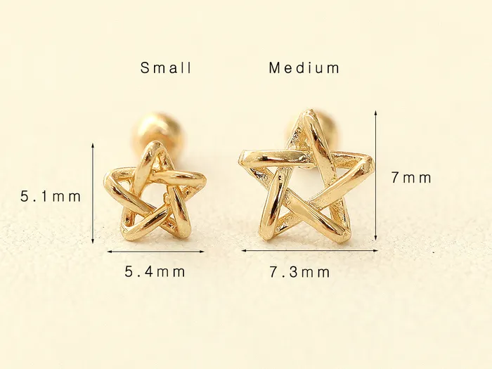 Earrings 14K gold Star Point cartilage earring 20g MinimalBijoux