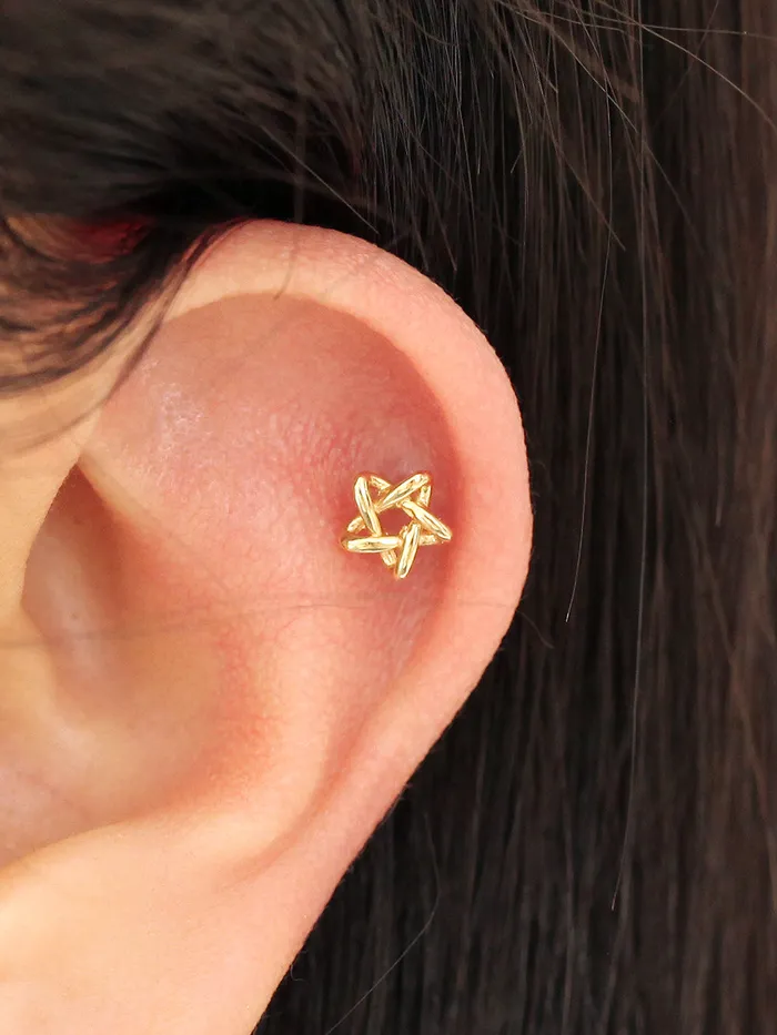 Earrings 14K gold Star Point cartilage earring 20g MinimalBijoux