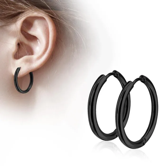 Earrings Black Clicker Hoop Earrings Tulsa Body Jewelry