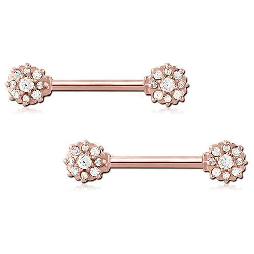 Earrings Flower CZ Rose Gold Nipple Barbells Tulsa Body Jewelry