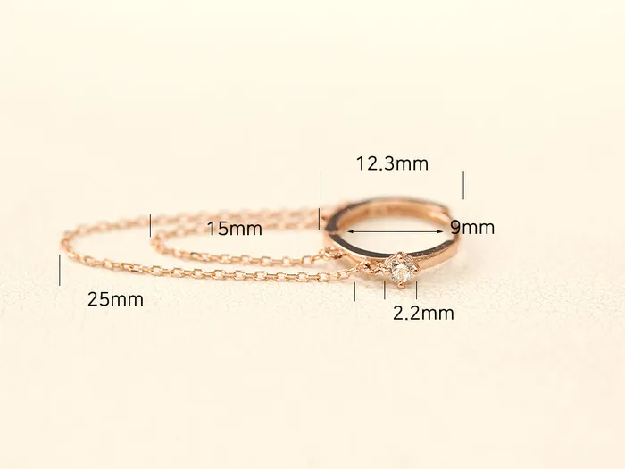 Earrings MinimalBijoux 14K Gold 2 Line Chain Conch Hoop Earring