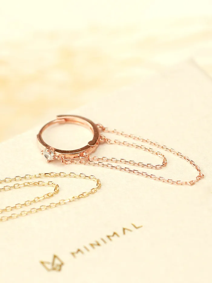 Earrings MinimalBijoux 14K Gold 2 Line Chain Conch Hoop Earring
