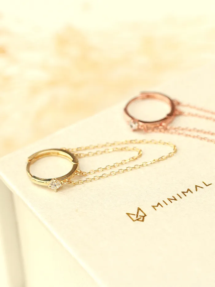Earrings MinimalBijoux 14K Gold 2 Line Chain Conch Hoop Earring