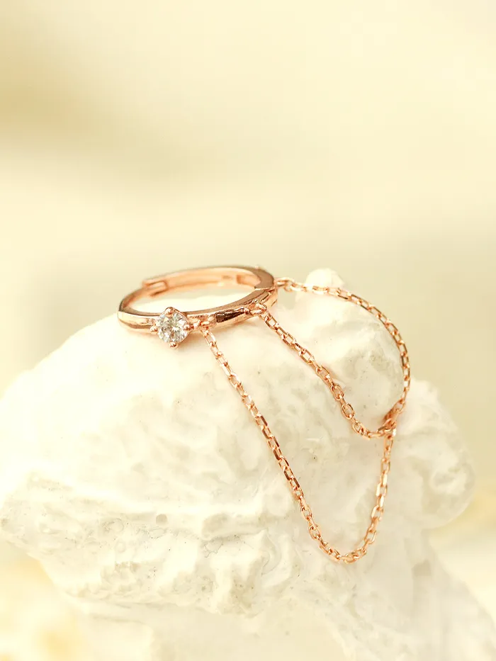 Earrings MinimalBijoux 14K Gold 2 Line Chain Conch Hoop Earring