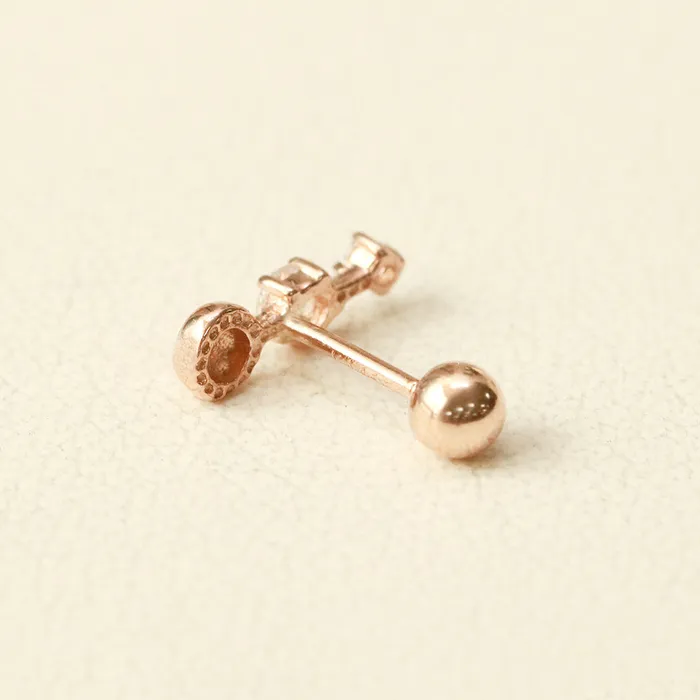 Earrings MinimalBijoux 14K Gold Ball Cubic Bar Cartilage Piercing Earring 20G18G16G