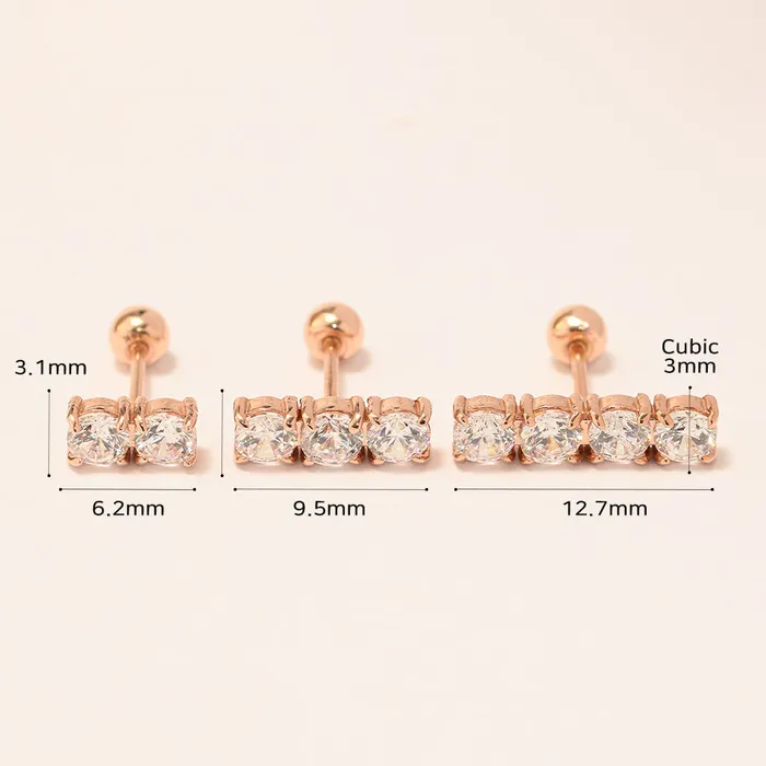 Earrings MinimalBijoux 14K Gold Crystal Bar Cartilage Earring 20G18G16G