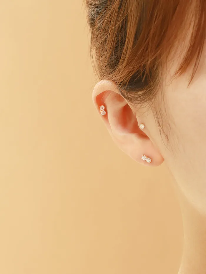 Earrings MinimalBijoux 14K Gold Crystal Bar Cartilage Earring 20G18G16G