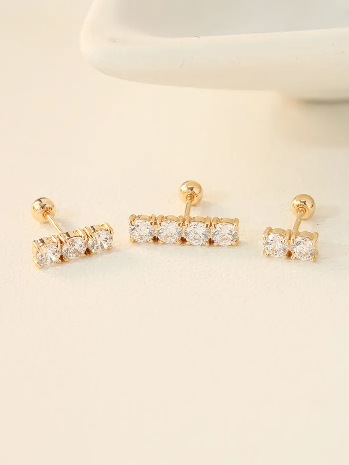 Earrings MinimalBijoux 14K Gold Crystal Bar Cartilage Earring 20G18G16G
