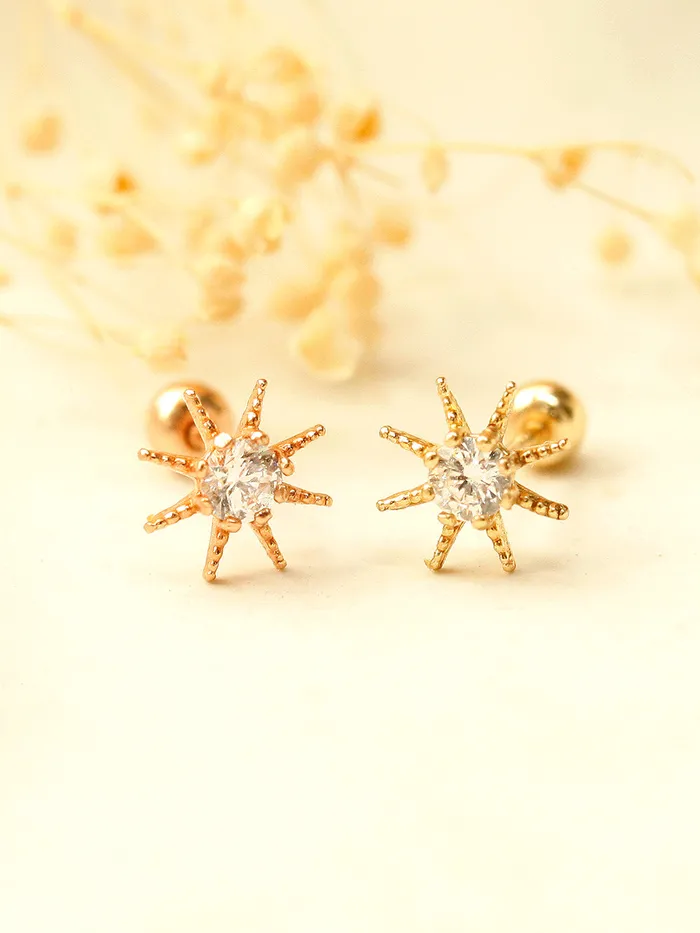 Earrings MinimalBijoux 14K Gold Cubic Sunflower Cartilage Earring 20G18G16G