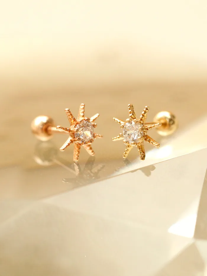 Earrings MinimalBijoux 14K Gold Cubic Sunflower Cartilage Earring 20G18G16G