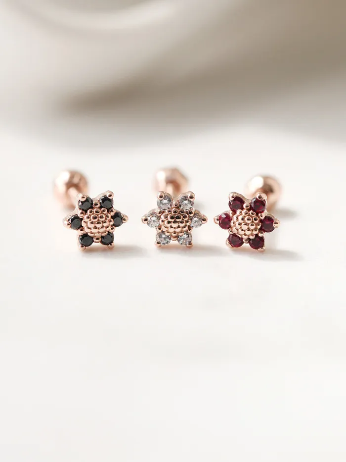 Earrings MinimalBijoux 14K Gold Mini Flower Cartilage Earring 18g16g