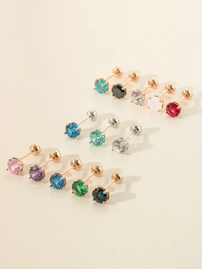 Earrings MinimalBijoux 14K Gold Royal Color Cubics Cartilage Earring 20G18G16G
