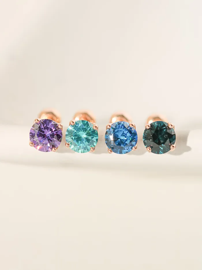 Earrings MinimalBijoux 14K Gold Royal Color Cubics Cartilage Earring 20G18G16G