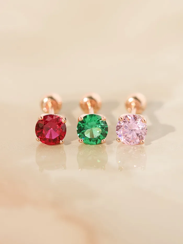 Earrings MinimalBijoux 14K Gold Royal Color Cubics Cartilage Earring 20G18G16G