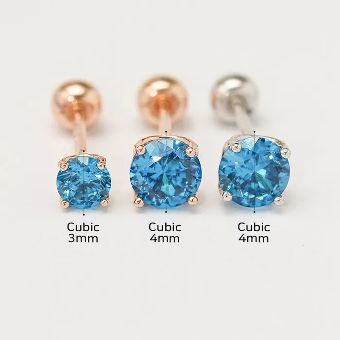 Earrings MinimalBijoux 14K Gold Royal Color Cubics Cartilage Earring 20G18G16G