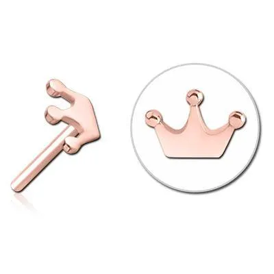 Earrings Tulsa Body Jewelry Crown Rose Gold Threadless End