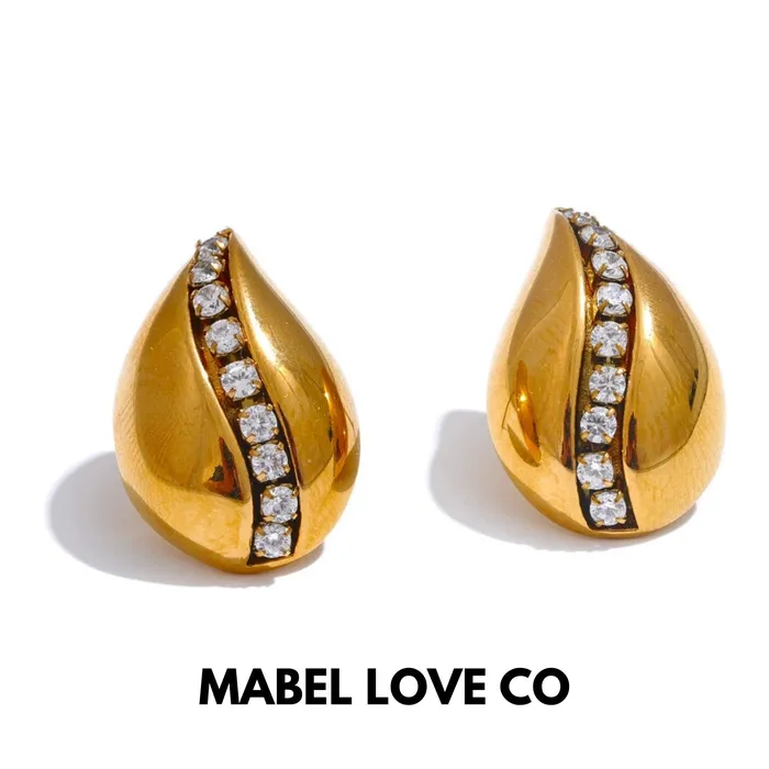 Elegant Water Drop Stud Earrings Sparkle Style Mabel Love Co Earrings