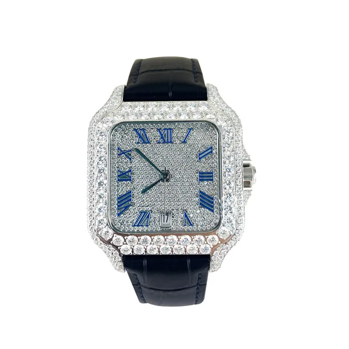 EMPIRE Watches Moissanite Blue Leather Band VS GRA Certified Watch