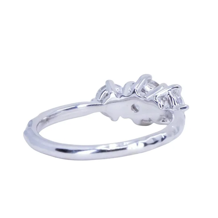 Fancy Diamonds Rings 060ct Center Antique Old European Cut Diamond Three Stone Evergreen Ring in 14k White Gold