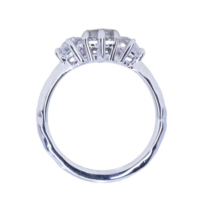 Fancy Diamonds Rings 060ct Center Antique Old European Cut Diamond Three Stone Evergreen Ring in 14k White Gold