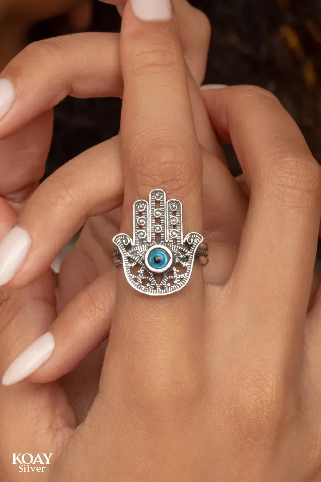 KOAY Silver Store Rings Hand Blue Eye 02 Ring