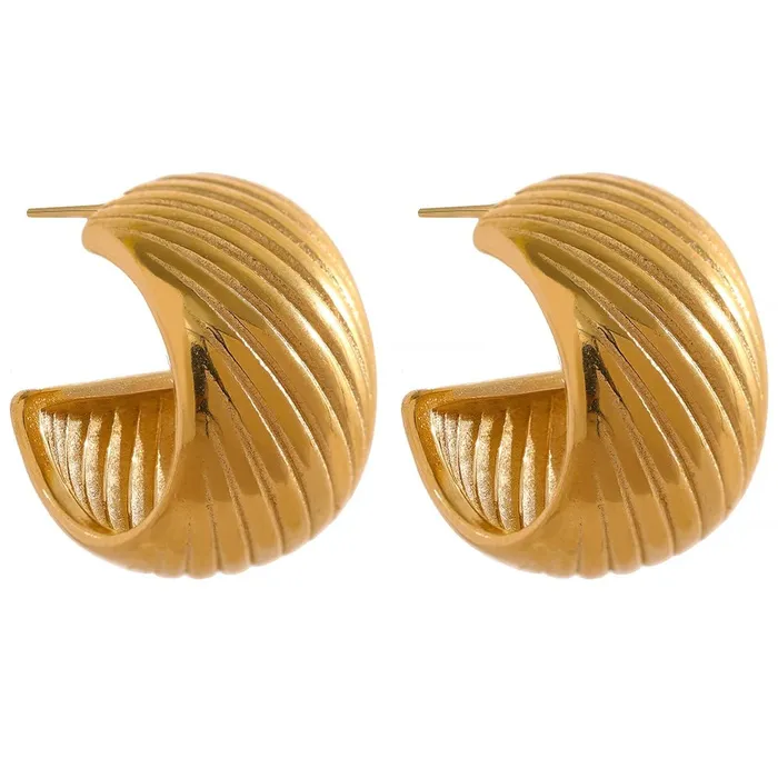 Mabel Love Co Earrings Gilded Grooves Hoop Earrings