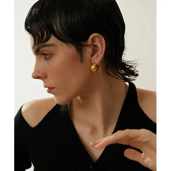 Mabel Love Co Earrings Gilded Grooves Hoop Earrings