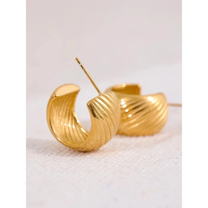 Mabel Love Co Earrings Gilded Grooves Hoop Earrings
