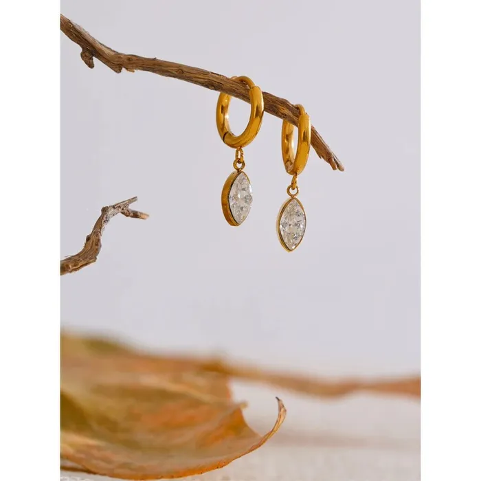 Mabel Love Co Earrings Marquise Cut Dangle Hoop Earrings