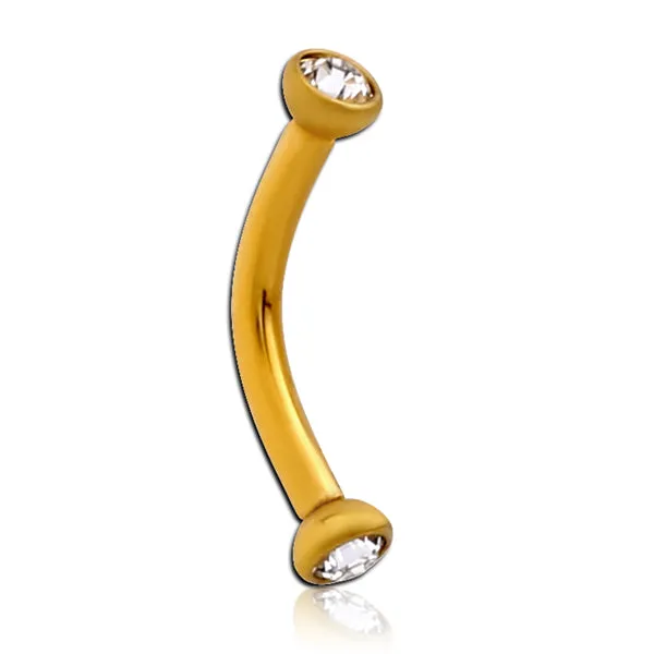 Microgem Gold Curved Barbell Tulsa Body Jewelry PreStyled Sets