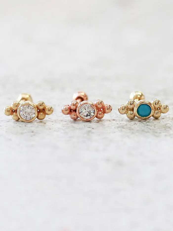 MinimalBijoux 14K Gold Double bohemian Cartilage earring 18g16g Earrings