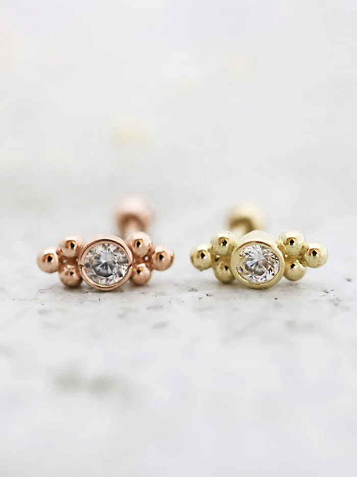 MinimalBijoux 14K Gold Double bohemian Cartilage earring 18g16g Earrings