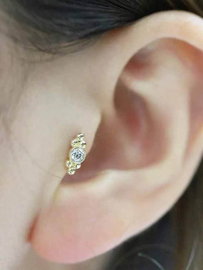 MinimalBijoux 14K Gold Double bohemian Cartilage earring 18g16g Earrings