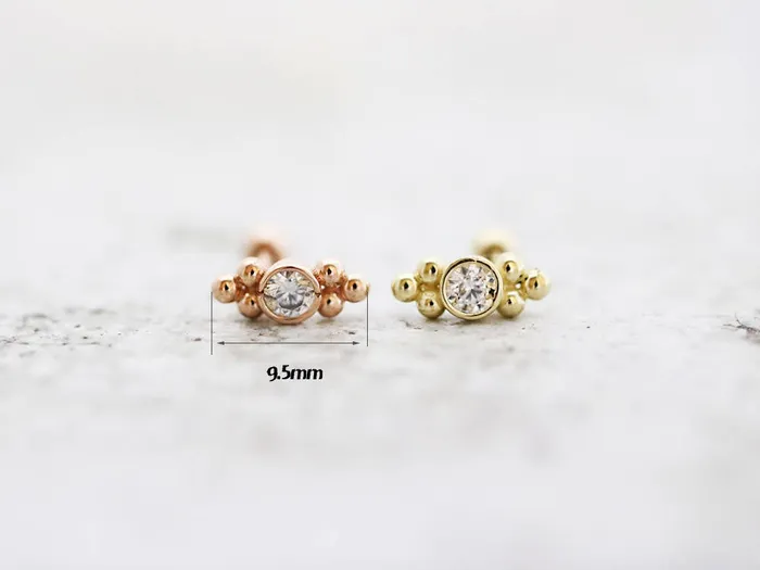 MinimalBijoux 14K Gold Double bohemian Cartilage earring 18g16g Earrings