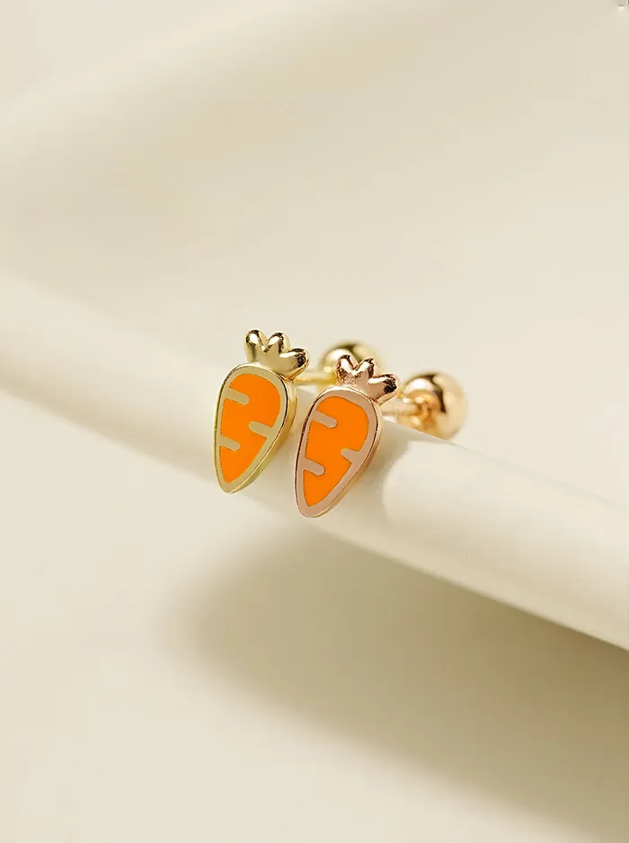 MinimalBijoux 14K Gold Enamel Mini Carrot Cartilage Earring 20G Earrings