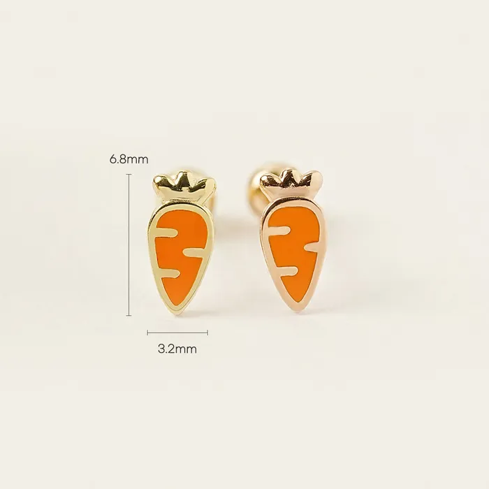 MinimalBijoux 14K Gold Enamel Mini Carrot Cartilage Earring 20G Earrings