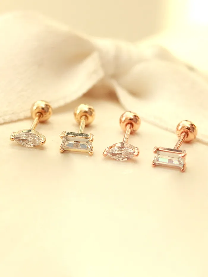 MinimalBijoux 14K gold Mini Oval Square Cubic cartilage earring 20g Earrings