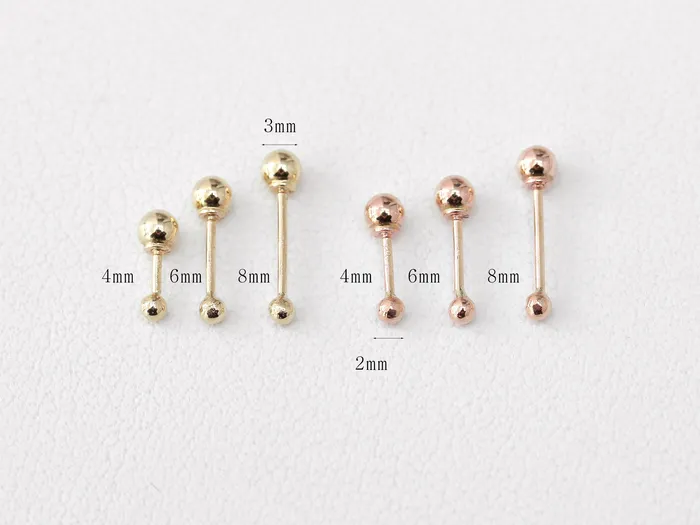 MinimalBijoux Earrings 14K Gold 2mm 25mm ball Cartilage Earring 20g