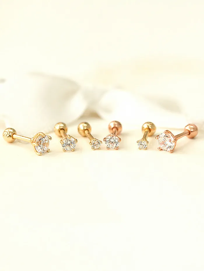 MinimalBijoux Earrings 14K Gold 5 Leg Cubic Cartilage Earring 18G16G