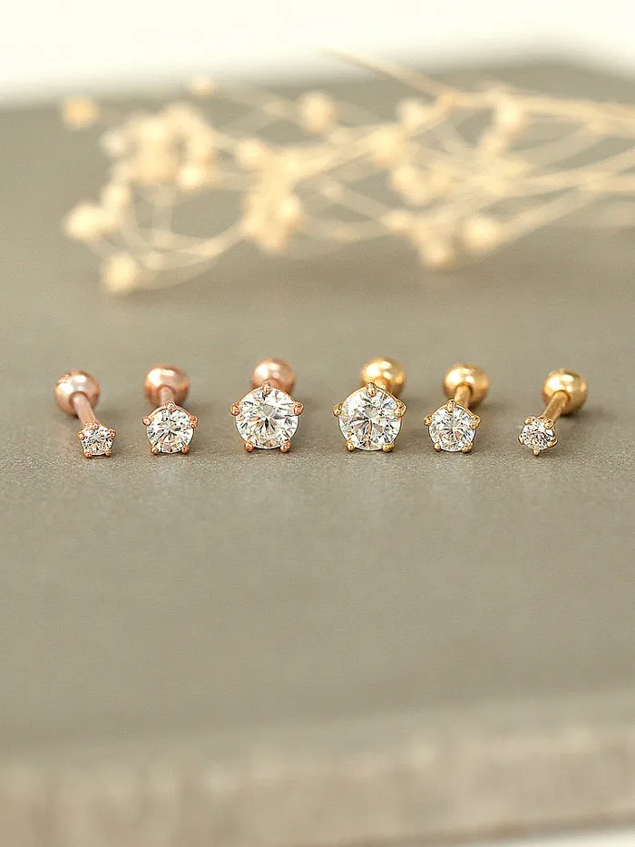 MinimalBijoux Earrings 14K Gold 5 Leg Cubic Cartilage Earring 18G16G