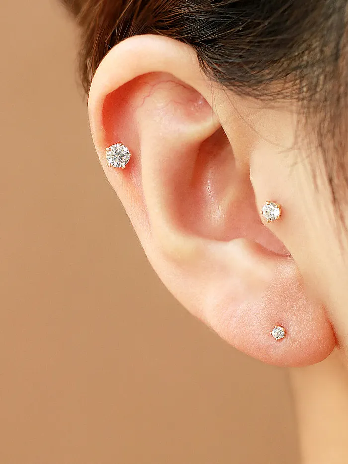MinimalBijoux Earrings 14K Gold 5 Leg Cubic Cartilage Earring 18G16G