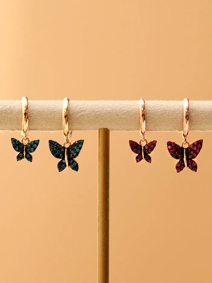 MinimalBijoux Earrings 14K Gold Bling Cubic Butterfly Cartilage Hoop Earring