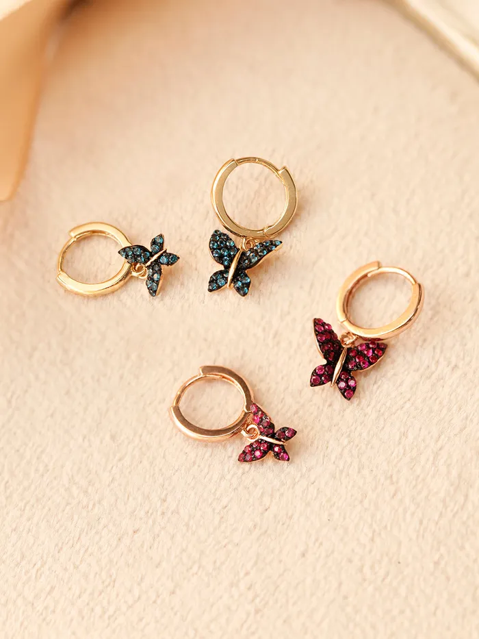MinimalBijoux Earrings 14K Gold Bling Cubic Butterfly Cartilage Hoop Earring