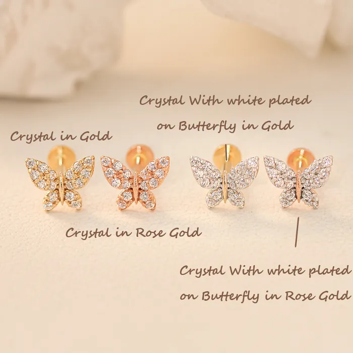 MinimalBijoux Earrings 14K Gold Bling Cubic Butterfly Cartilage Hoop Earring