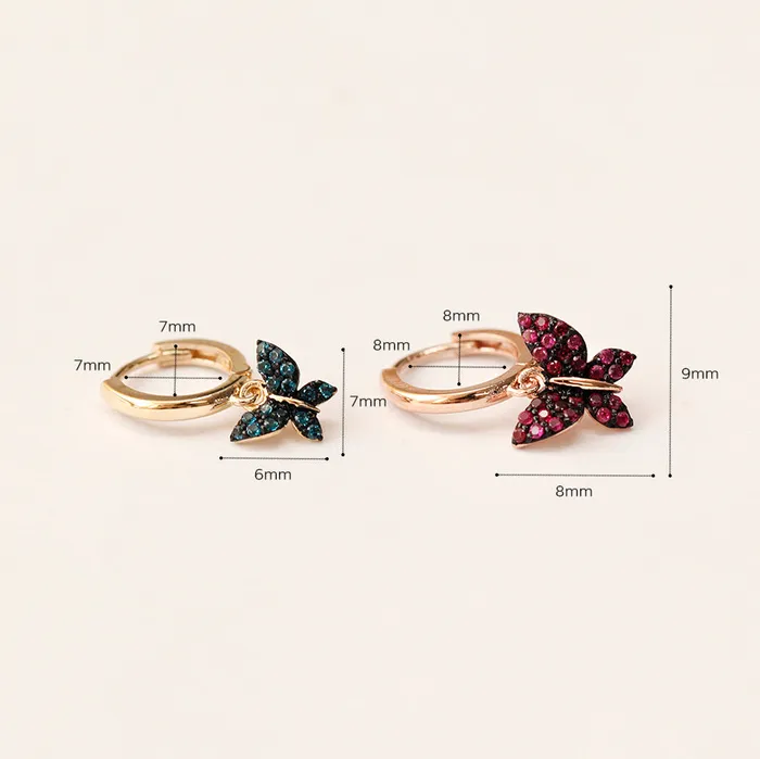 MinimalBijoux Earrings 14K Gold Bling Cubic Butterfly Cartilage Hoop Earring