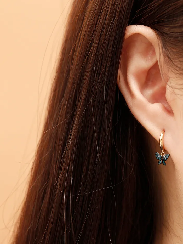 MinimalBijoux Earrings 14K Gold Bling Cubic Butterfly Cartilage Hoop Earring