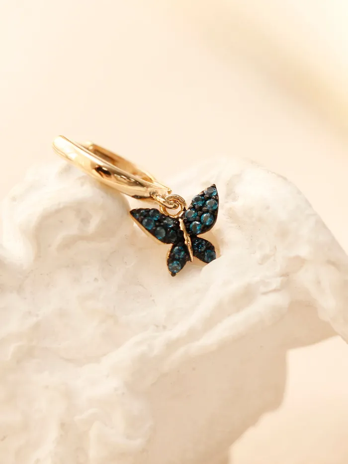MinimalBijoux Earrings 14K Gold Bling Cubic Butterfly Cartilage Hoop Earring