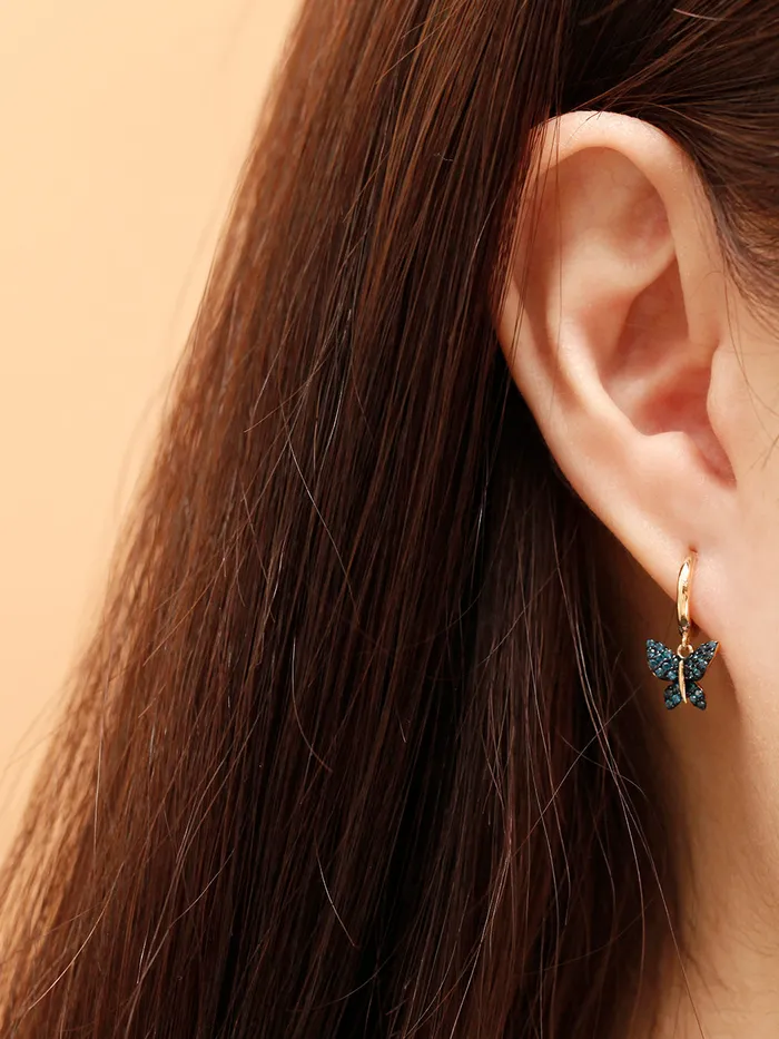 MinimalBijoux Earrings 14K Gold Bling Cubic Butterfly Cartilage Hoop Earring